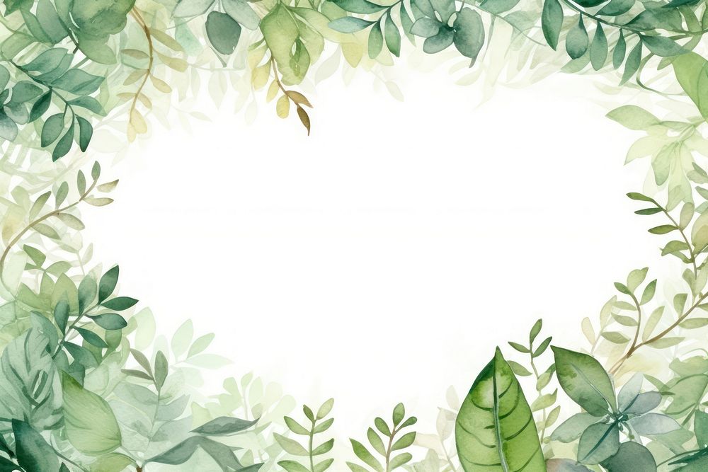 Hand painted watercolor vine jungle frame green backgrounds outdoors.