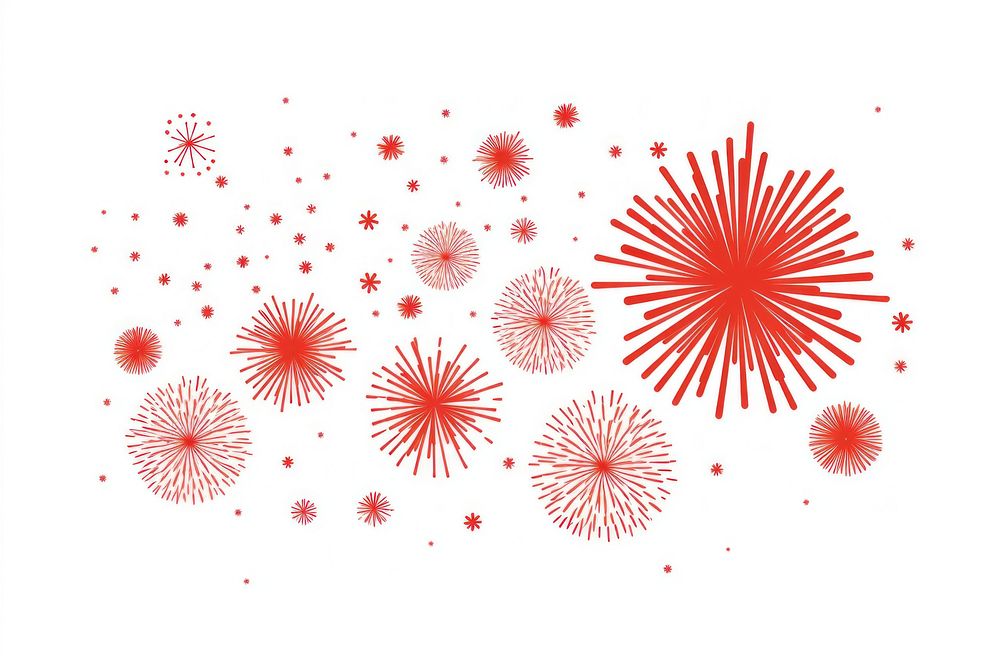 Red fireworks backgrounds line white background.