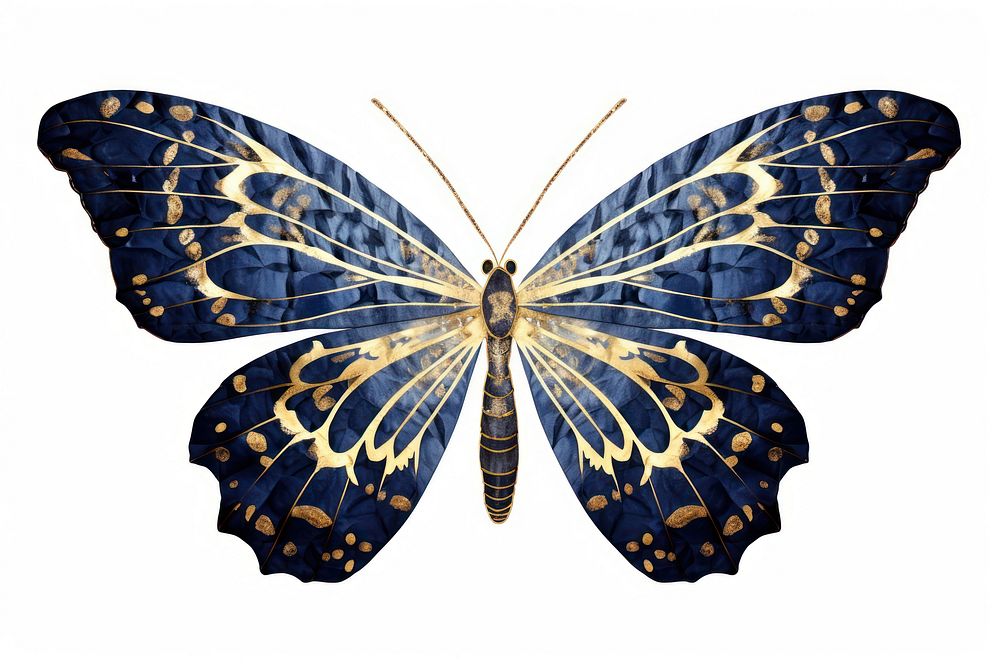 Indigo butterfly animal insect white background.