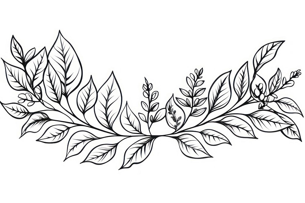 Leaf border sketch pattern drawing.