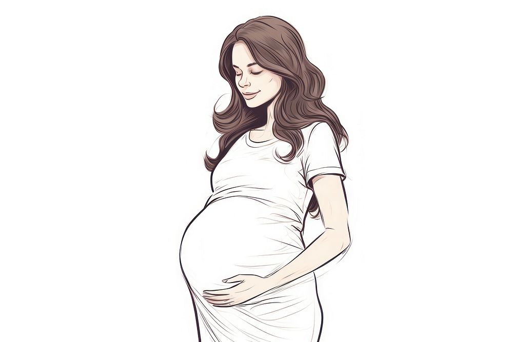 Pregnant mother drawing sketch adult.