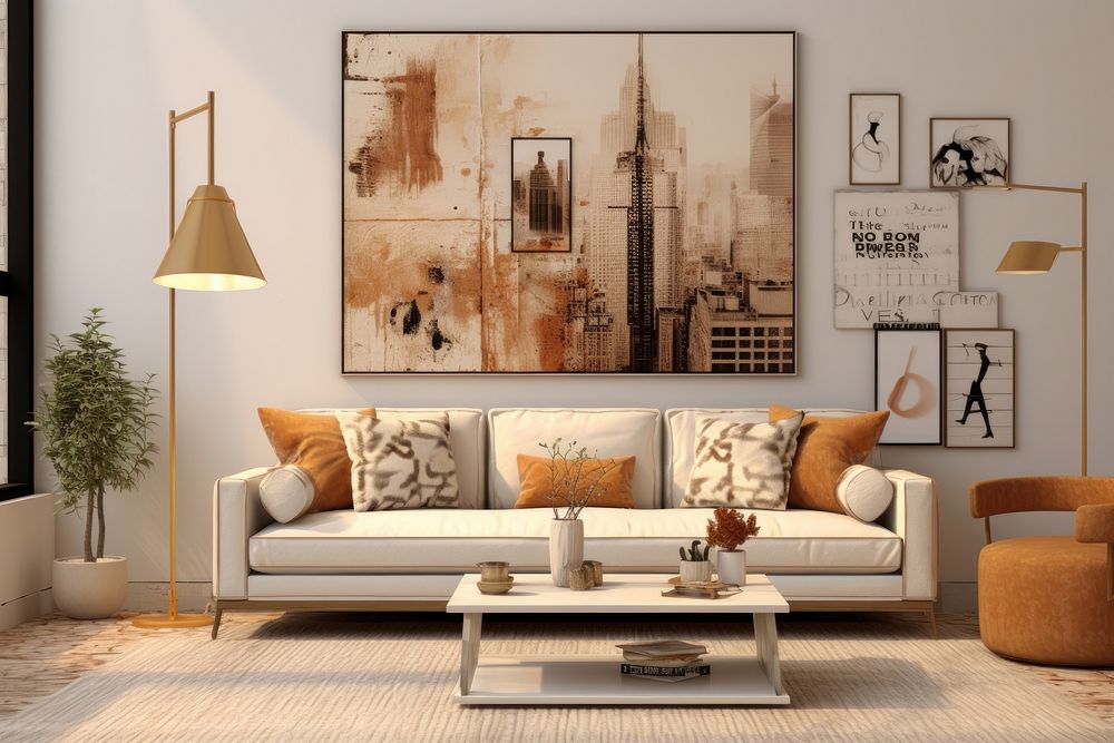 Living room decorative architecture furniture painting.