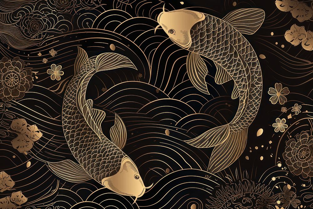 Vintage fish backgrounds pattern art.