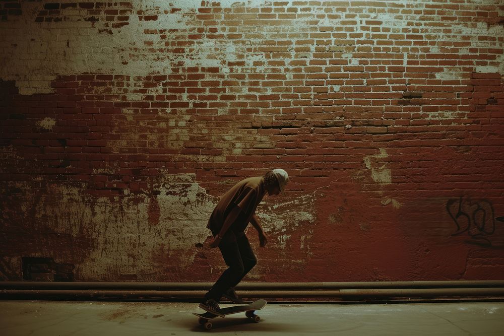 Skateboard brick wall architecture.