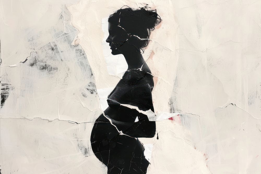 Abstract woman pregnant ripped paper adult art creativity.