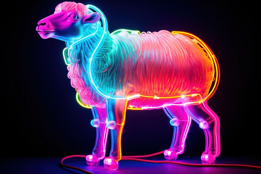 Light neon animal sheep.
