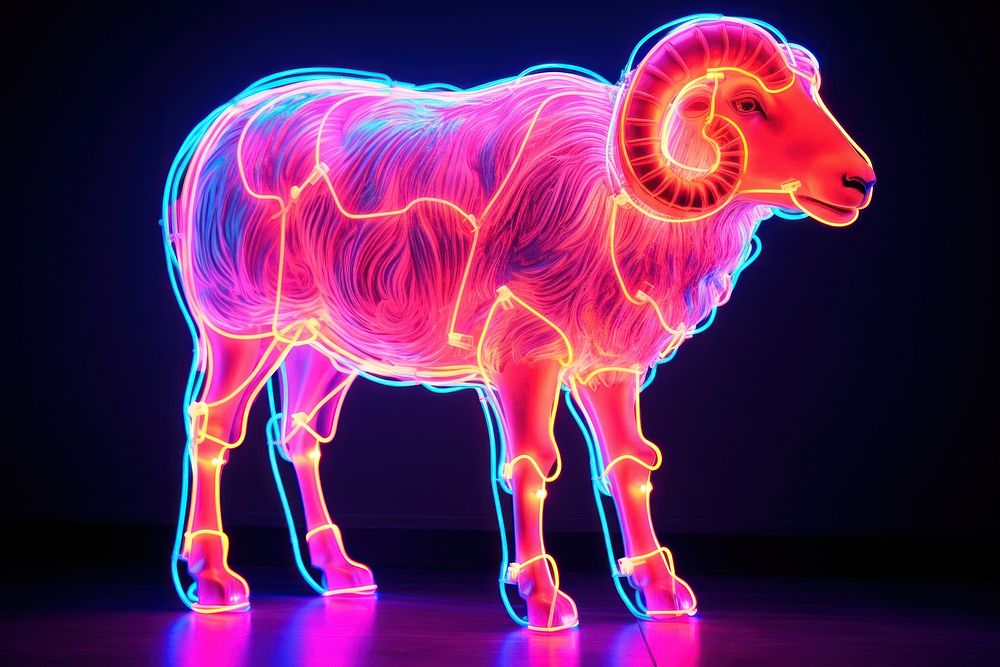 Neon animal mammal sheep.