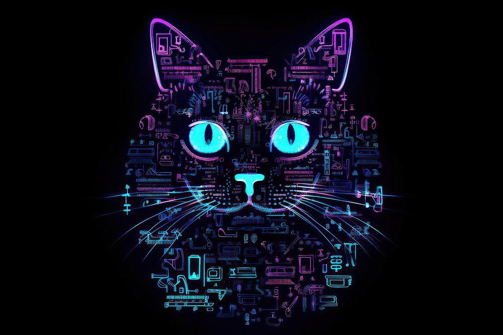Cat illuminated technology creativity.