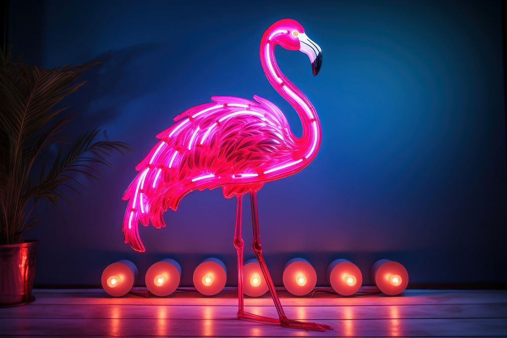Flamingo lighting animal neon.