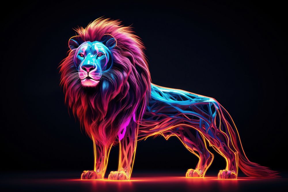 Lion mammal animal illuminated.