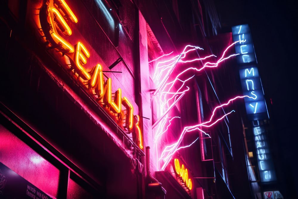 Thunder light neon city.