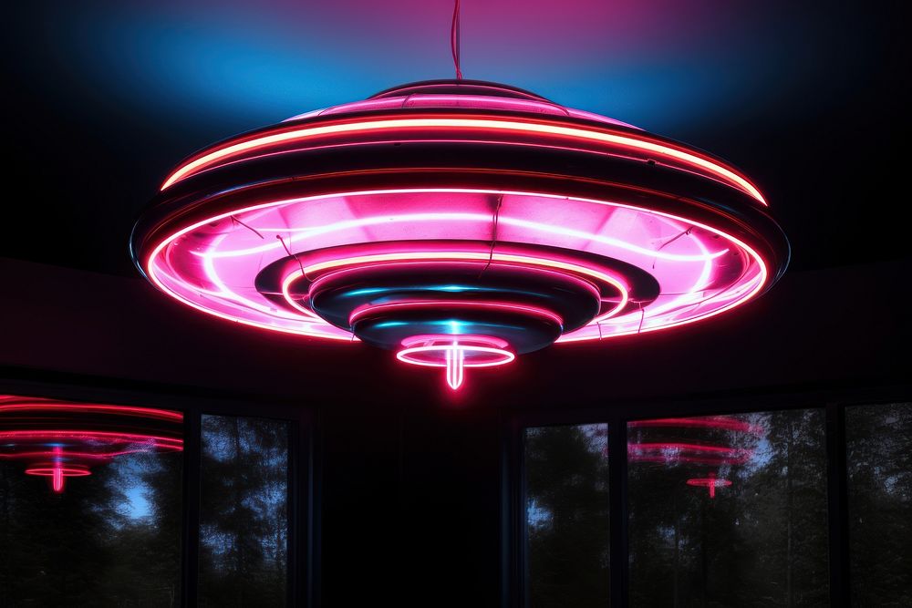 UFO light neon architecture.