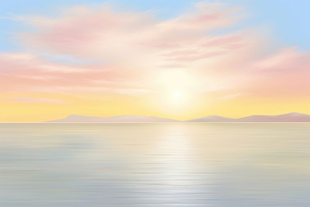 Painting of sunset on brighten sky backgrounds landscape sunlight.