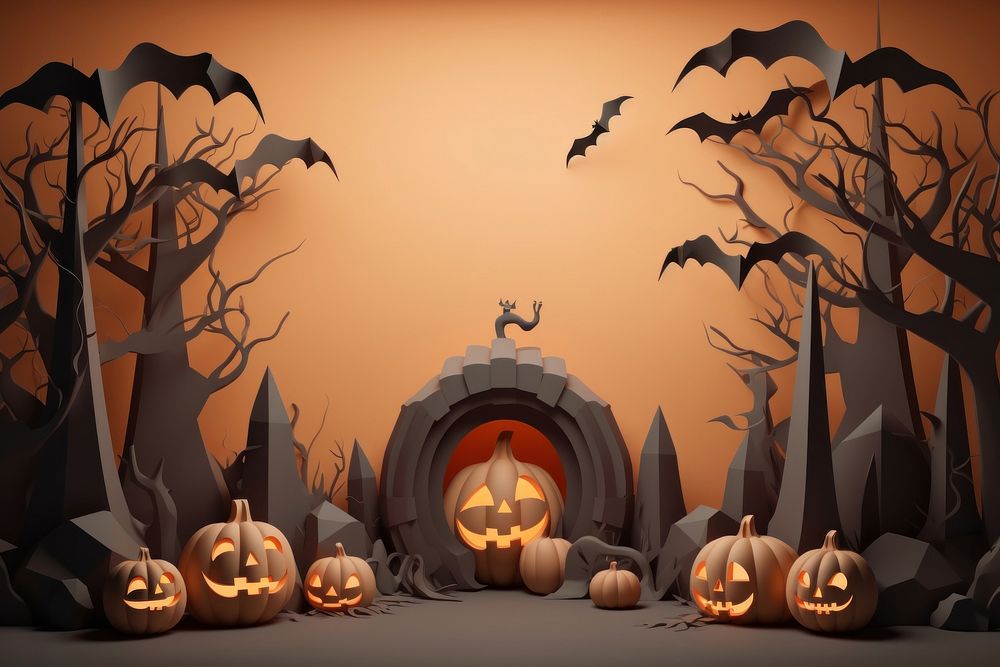 Halloween with podium backdrops anthropomorphic jack-o'-lantern jack-o-lantern.