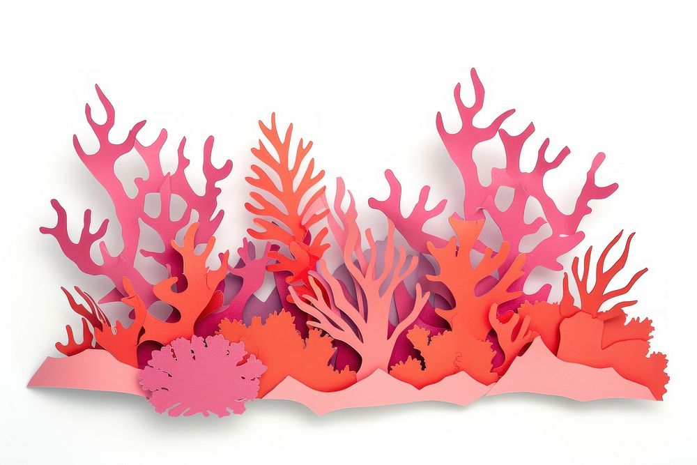 Coral reef nature art white background.