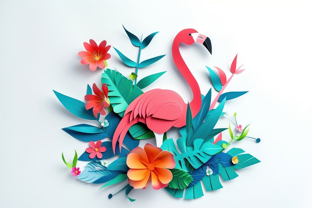 Flamingo origami paper art.