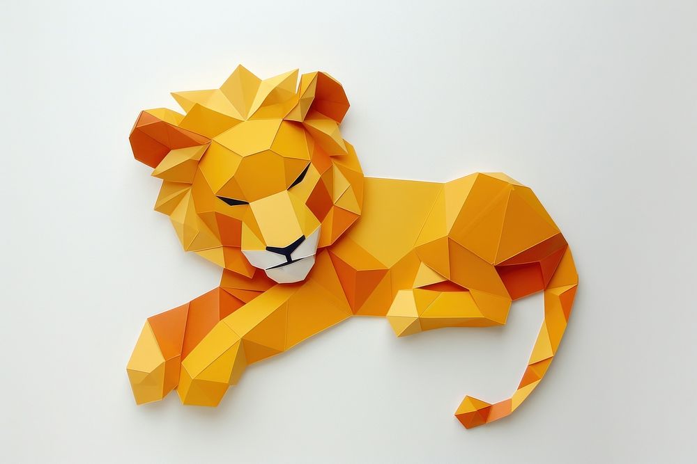 Lion cub origami mammal craft.
