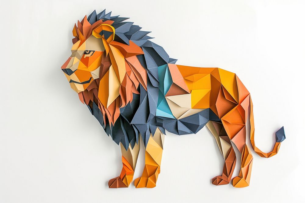 Lion origami mammal animal.