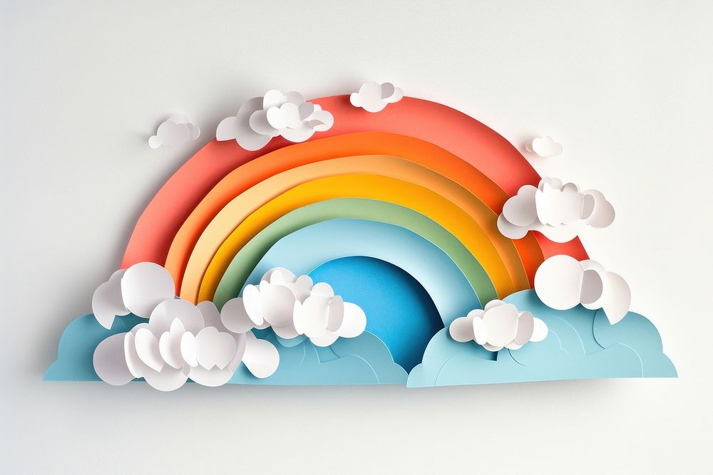 Rainbow and clouds nature art creativity.