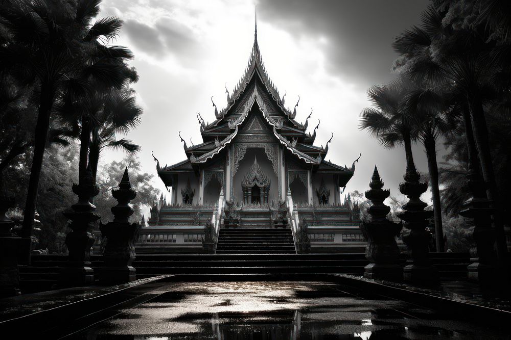 Thai temple architecture building pagoda.