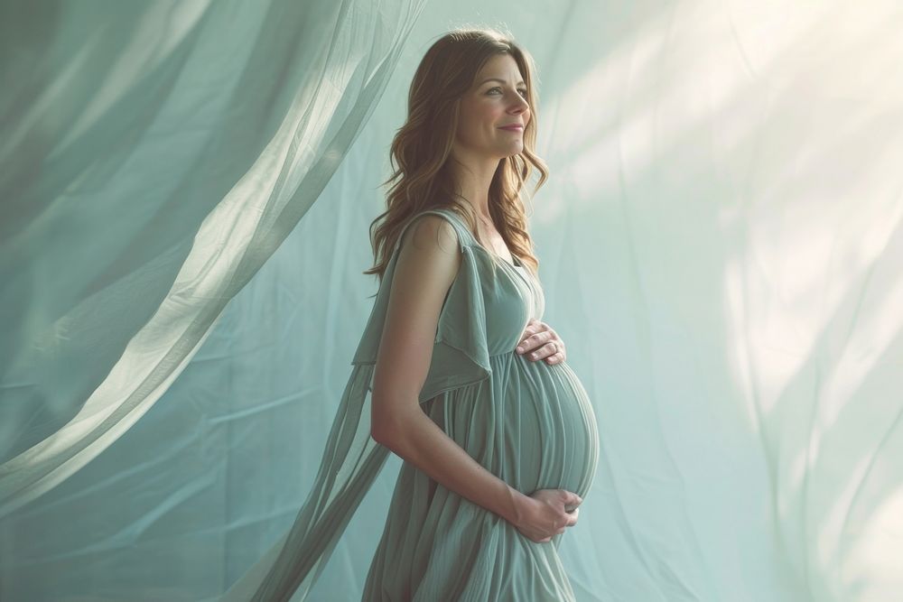 Woman pregnant portrait fashion dress.