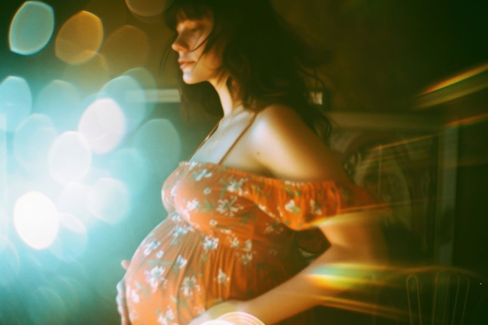 Woman pregnant light leaks photography portrait adult.