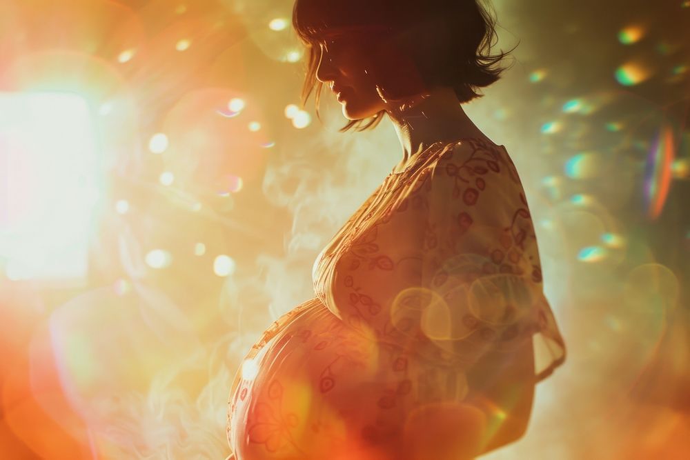 Woman pregnant light leaks photography sunlight adult.