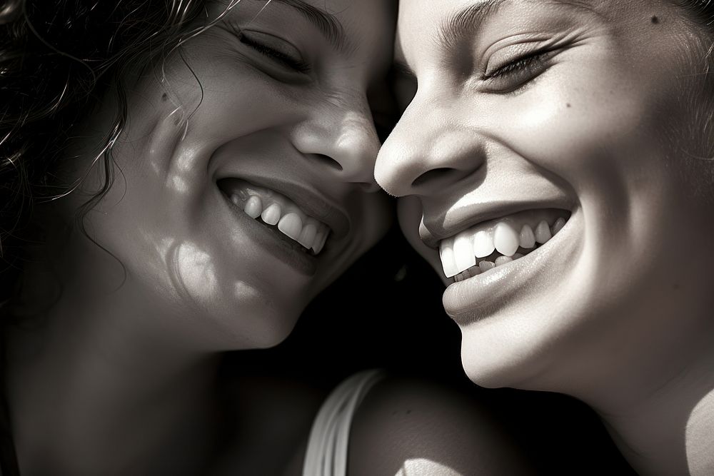 Women friends laughing portrait person.