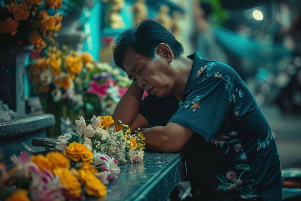 Thai people crying at the Thai grave adult sad spirituality.