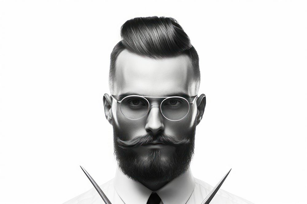 Barber portrait glasses beard.