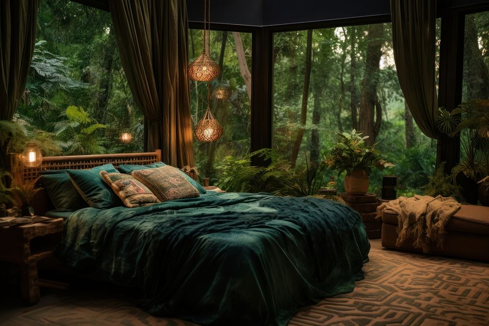 Bedroom interior design furniture nature plant.
