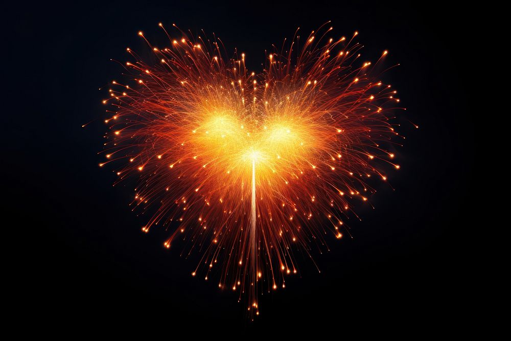 Fireworks colorful heart shape outdoors light illuminated.