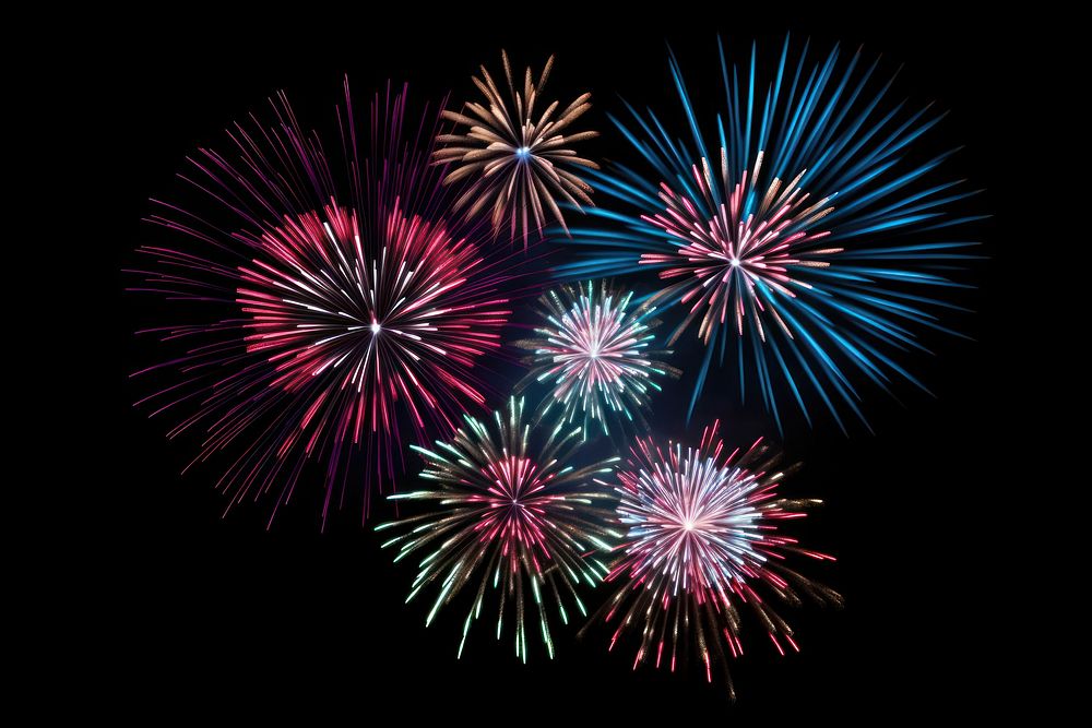 Fireworks colorful on black sky night illuminated celebration.