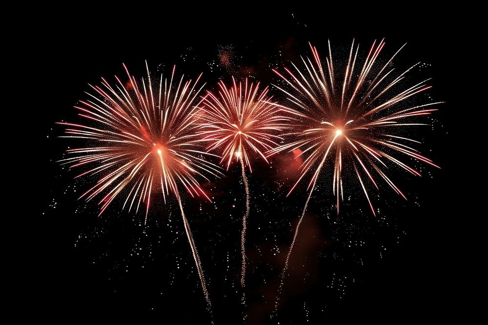 Fireworks on black sky illuminated celebration recreation.