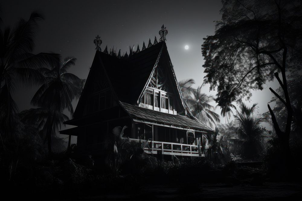 Folk house in Thailand night architecture building.