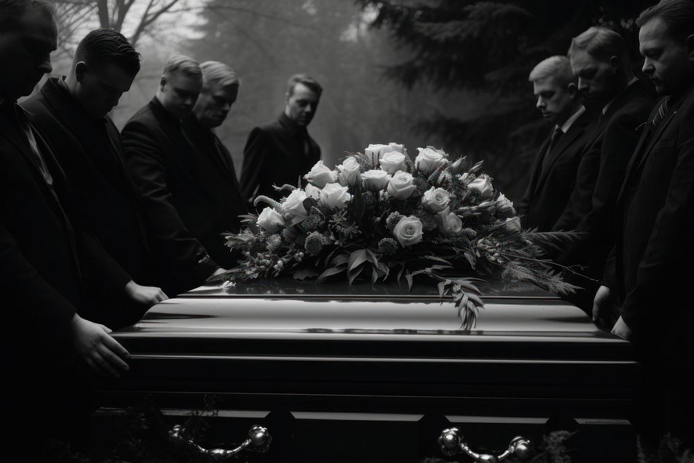 Bereavement funeral black white.