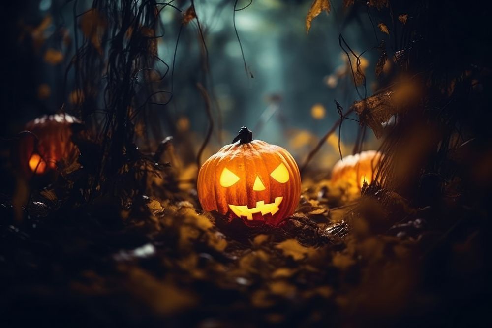 Halloween light leaks anthropomorphic jack-o'-lantern jack-o-lantern.