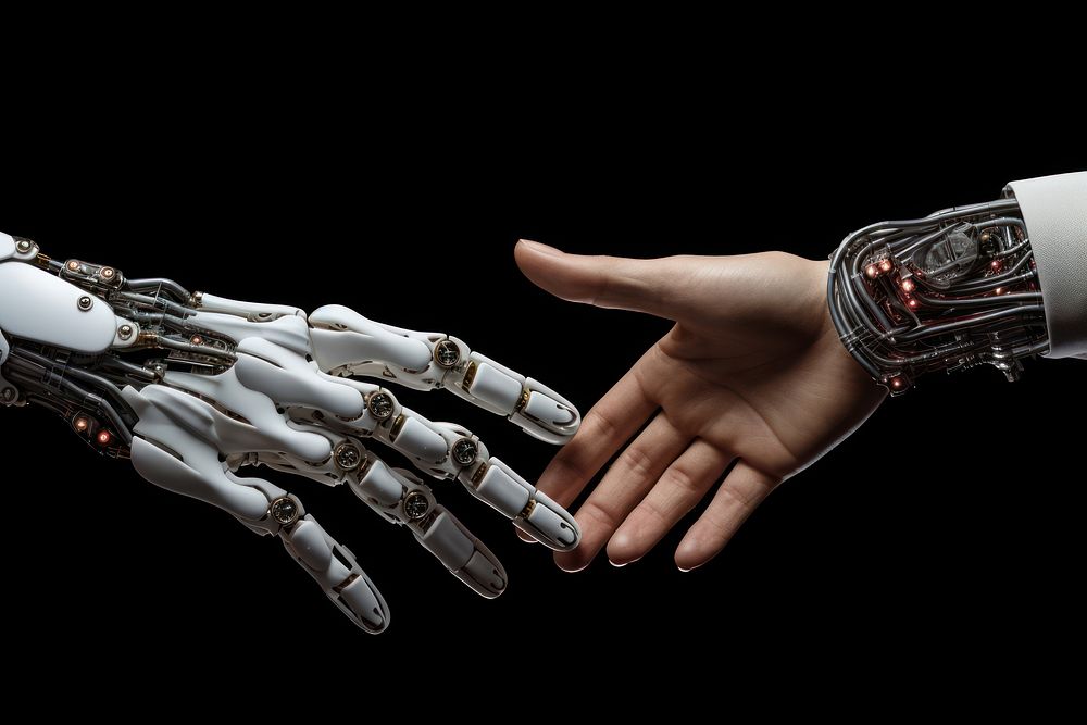 Holding hands finger robot electronics.