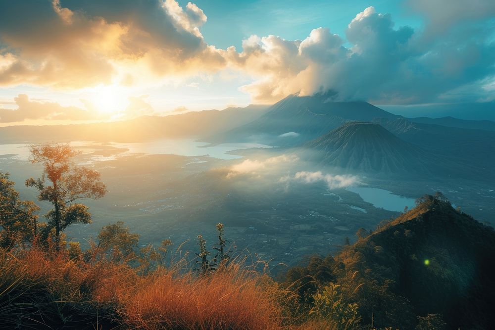 Indonesia landscape mountain sunlight.