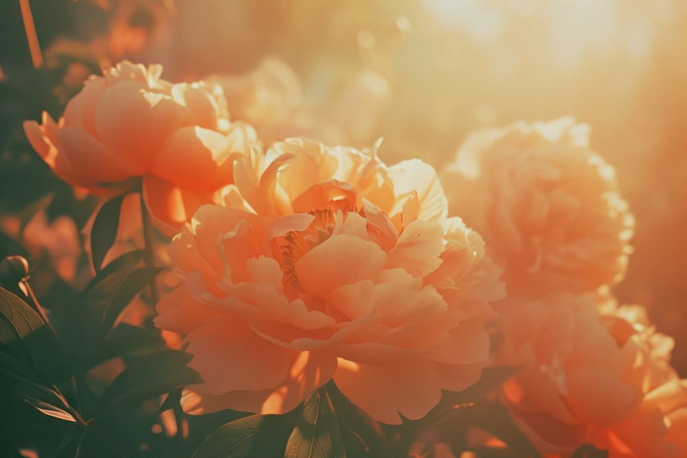 Peony light leaks backgrounds outdoors blossom.