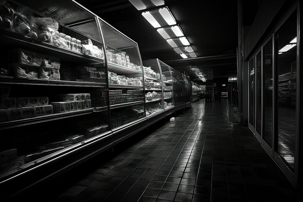 Supermarket architecture darkness black.