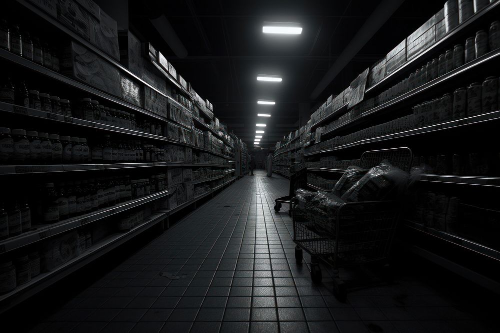 Supermarket architecture darkness building.