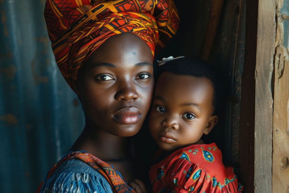 Black mother holding a baby photography portrait adult.