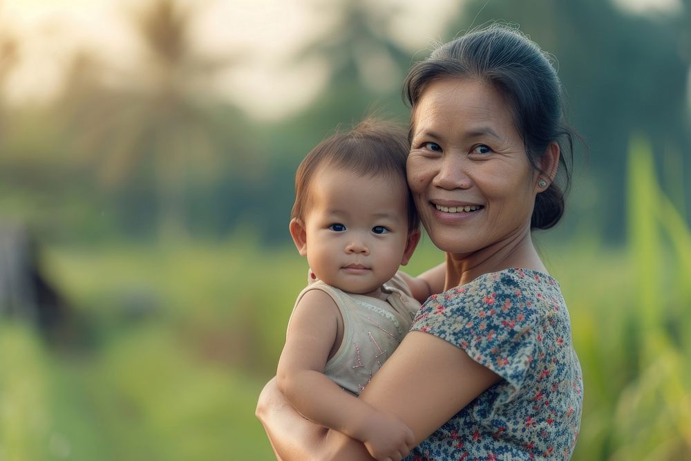 Southeast asian mother holding a toddler photography portrait family.