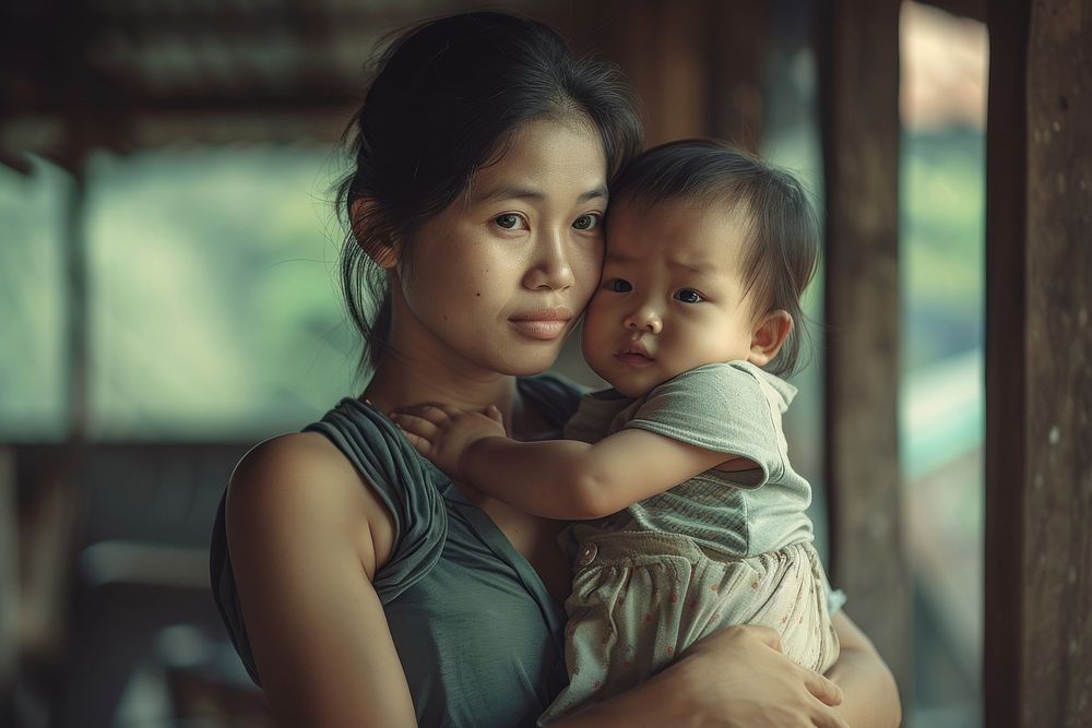 Southeast asian mother holding a toddler photography portrait adult.