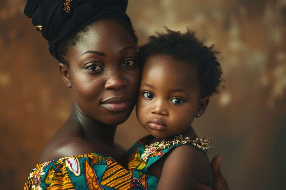 African mother holding a toddler photography portrait baby.