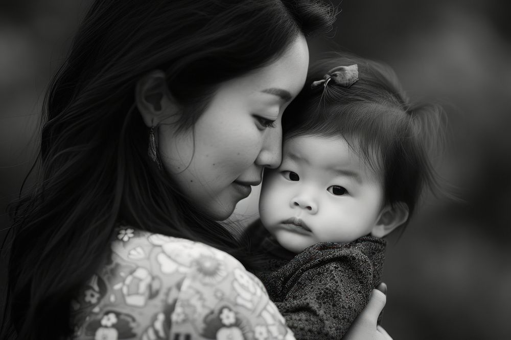 Asian mother holding a toddler photography portrait adult.