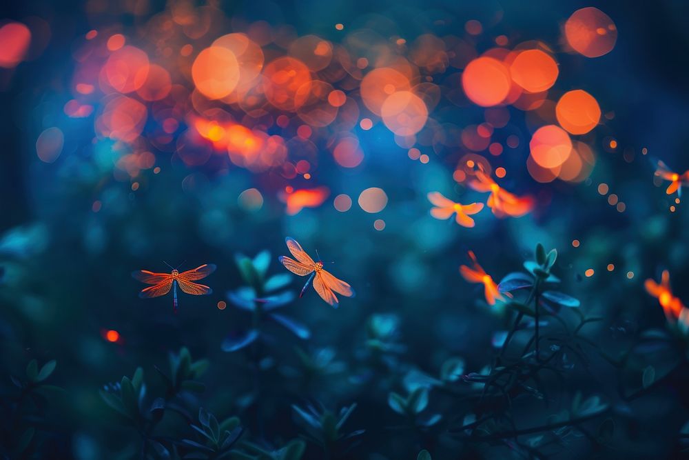 Bioluminescence fireflies backgrounds outdoors nature.