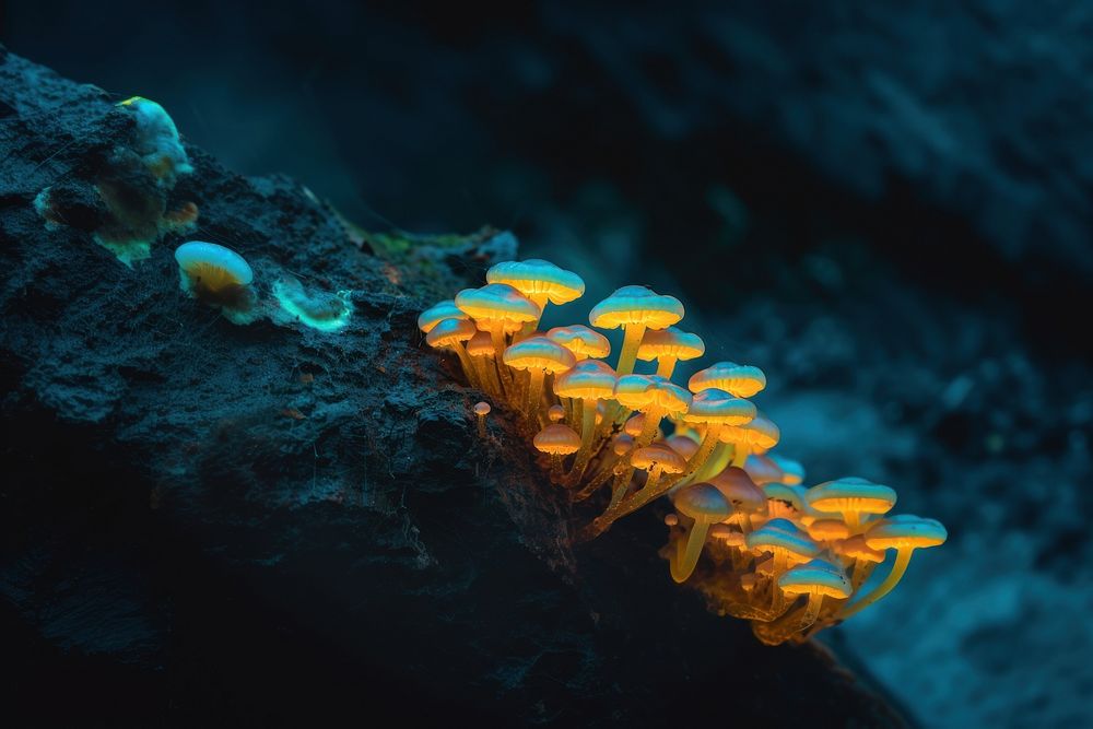 Bioluminescence fungi kingdom outdoors nature fungus.