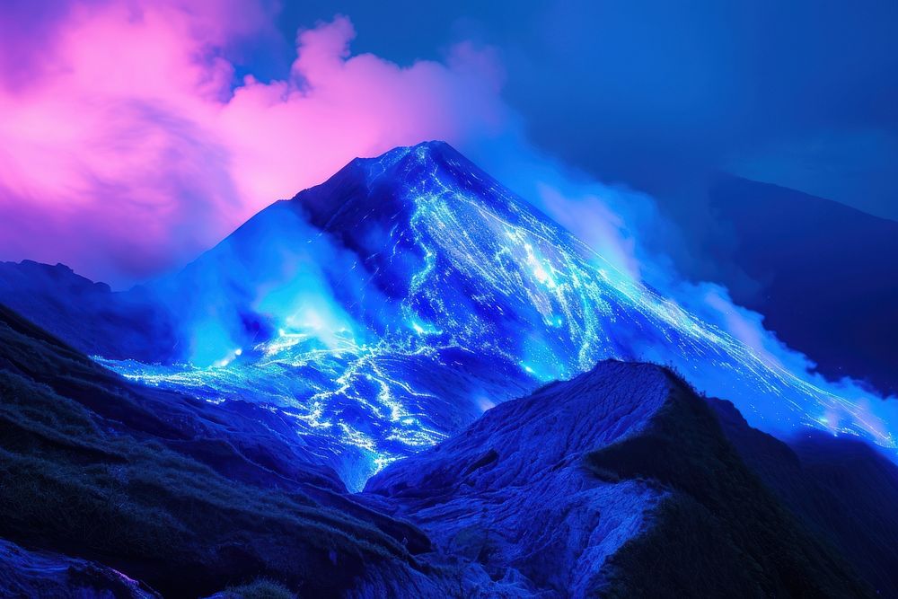 Bioluminescence mountain background outdoors volcano nature.